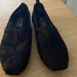 Bobs Black plush/mesh slip on